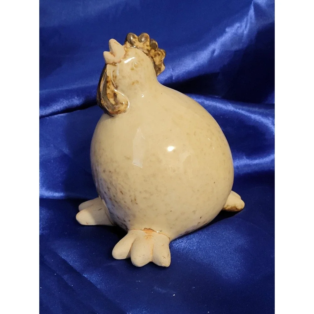 Ceramic Chicken Rooster Figurine with Feet Handmade Pottery